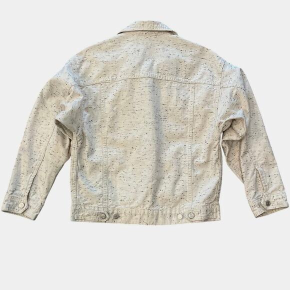 Urban Outfitters BDG White Heathered Denim Jacket Size Small Black Confetti - Picture 2 of 6